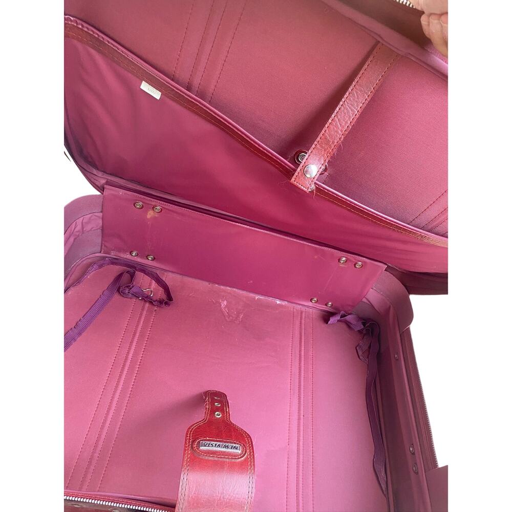 Set of 3 VTG New Vista Korean Travel Luggage Faux Leather Burgundy suitcases - Picture 13 of 16
